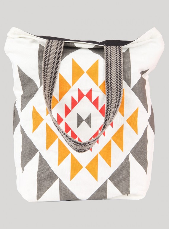 White Printed Canvas Bag Boer and Fitch - 4