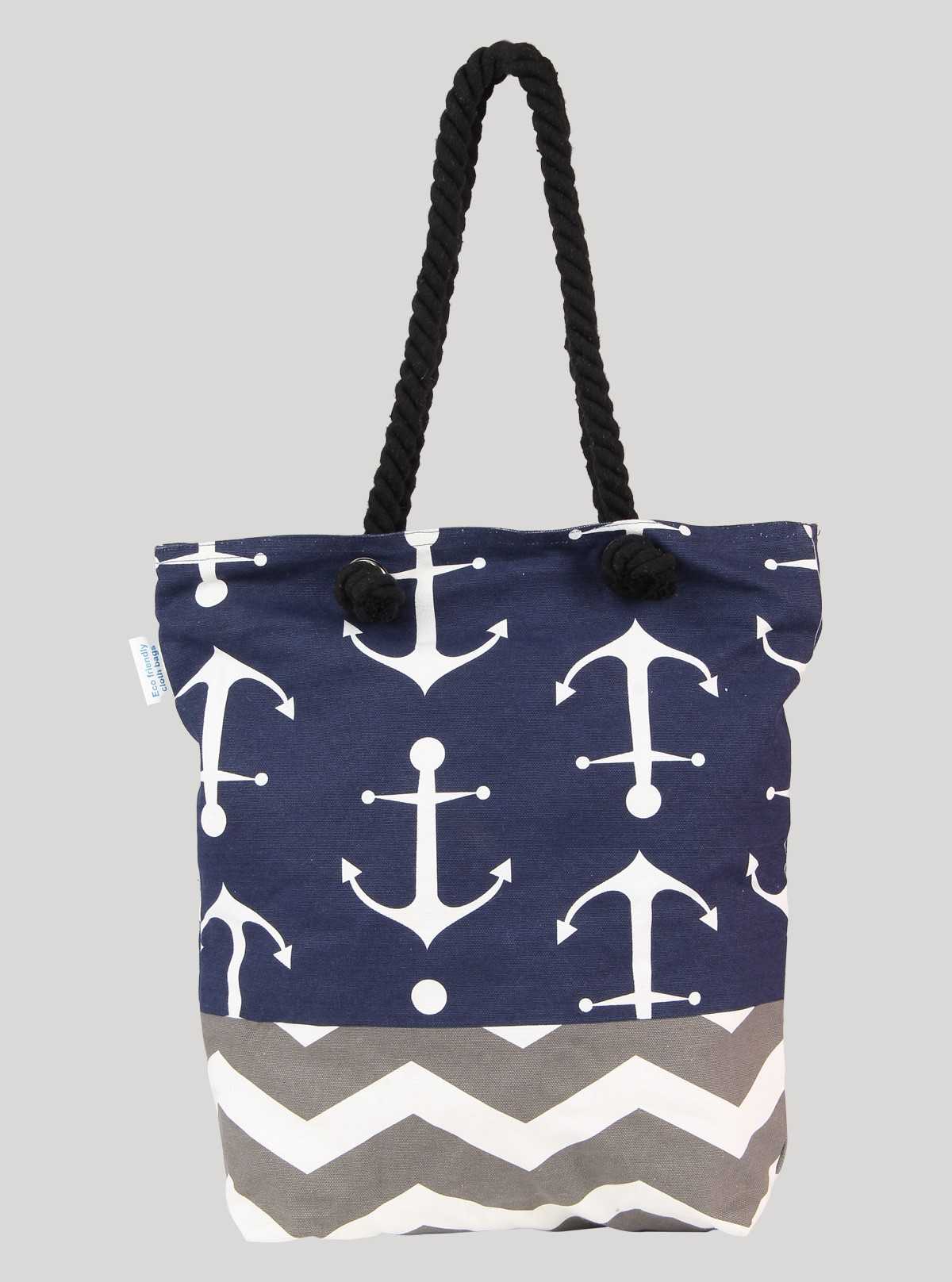 Anchor Print Canvas Bag