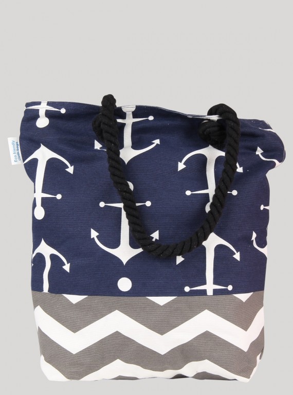 Anchor Print Canvas Bag Boer and Fitch - 2