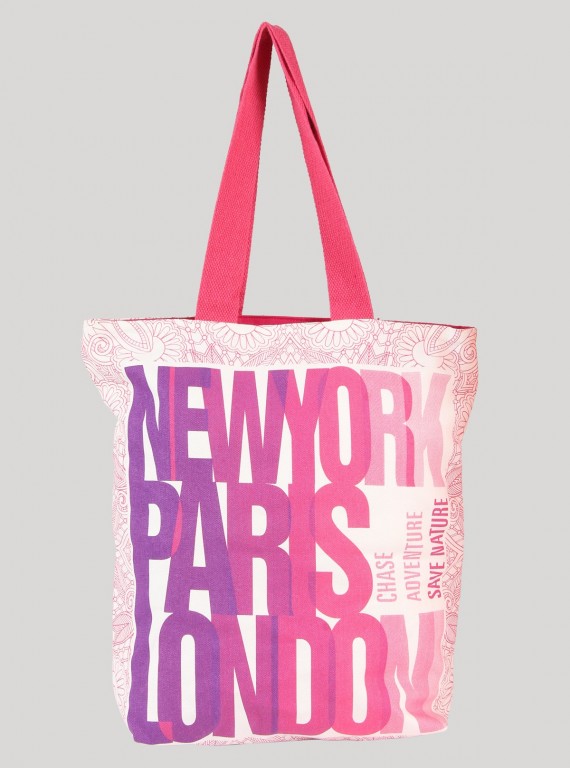 Pink Printed Canvas Bag