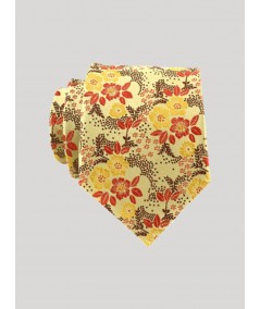 Men’s Classic Yellow Floral Tie – Elegant Printed Neckwear by Boer & Fitch