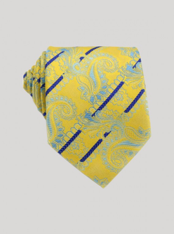 Men’s Classic Yellow Paisley Tie – Elegant Patterned Neckwear