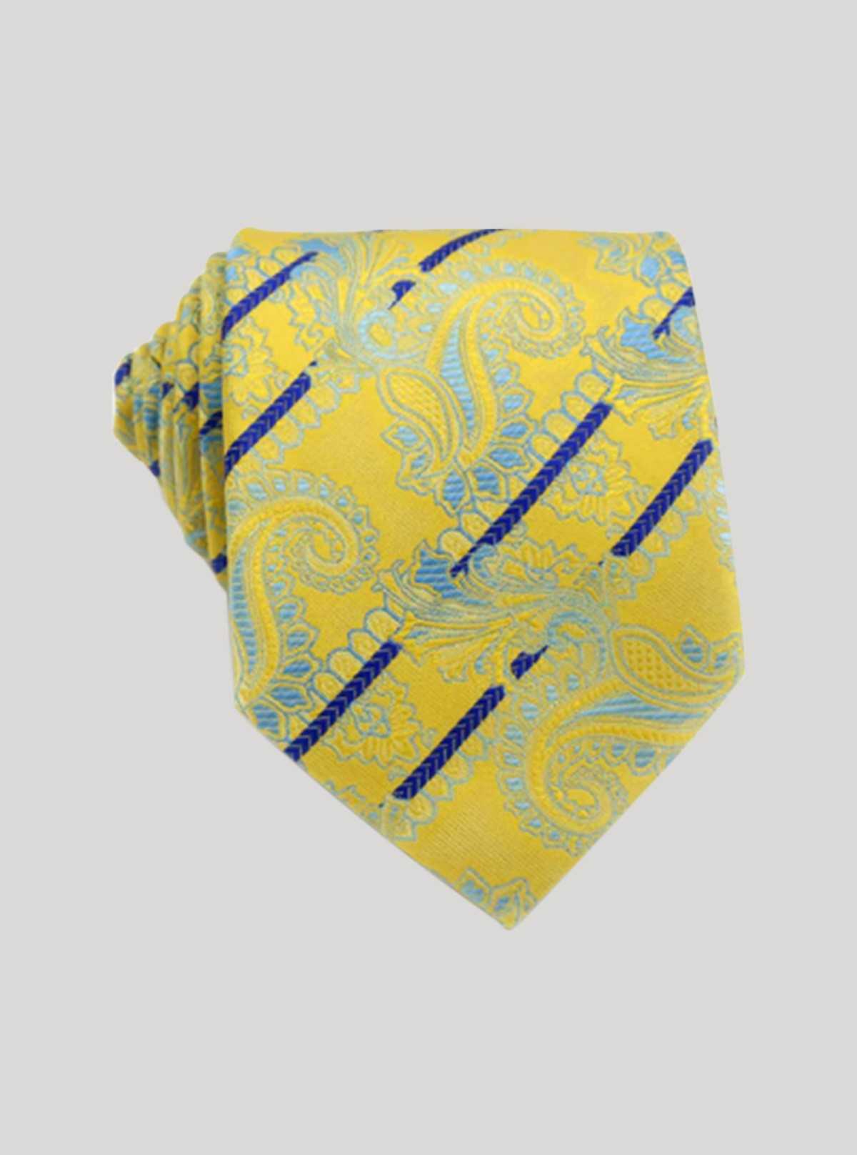 Men’s Classic Yellow Paisley Tie – Elegant Patterned Neckwear