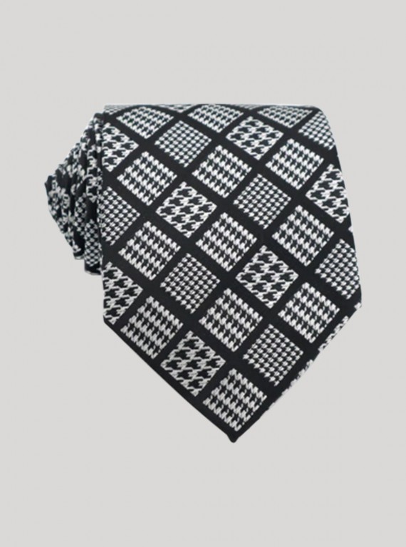 Men’s Black Checked Tie – Classic Checkered Neckwear by Boer and Fitch