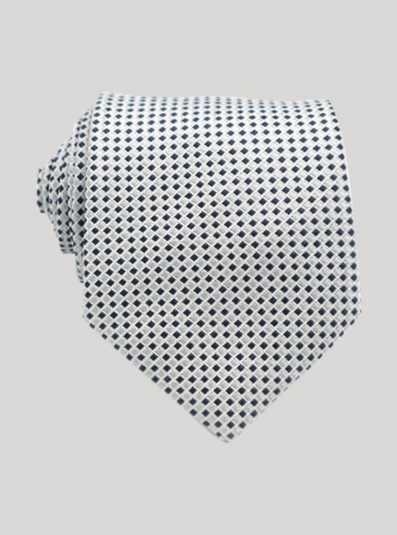Men’s White Square Textured Tie – Elegant Formalwear by Boer & Fitch