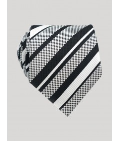 Men’s White & Black Checked Striped Tie – Modern Classic by Boer & Fitch