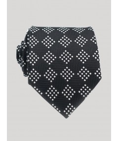 Men’s White Diamond Checkered Tie – Elegant Formalwear by Boer & Fitch