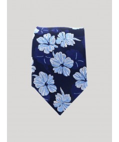 Men’s White Floral Blue Tie – Elegant Printed Neckwear by Boer & Fitch