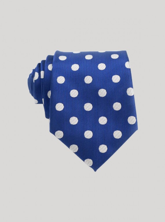 Men’s White Dotted Blue Tie – Sharp Contrast Style by Boer & Fitch