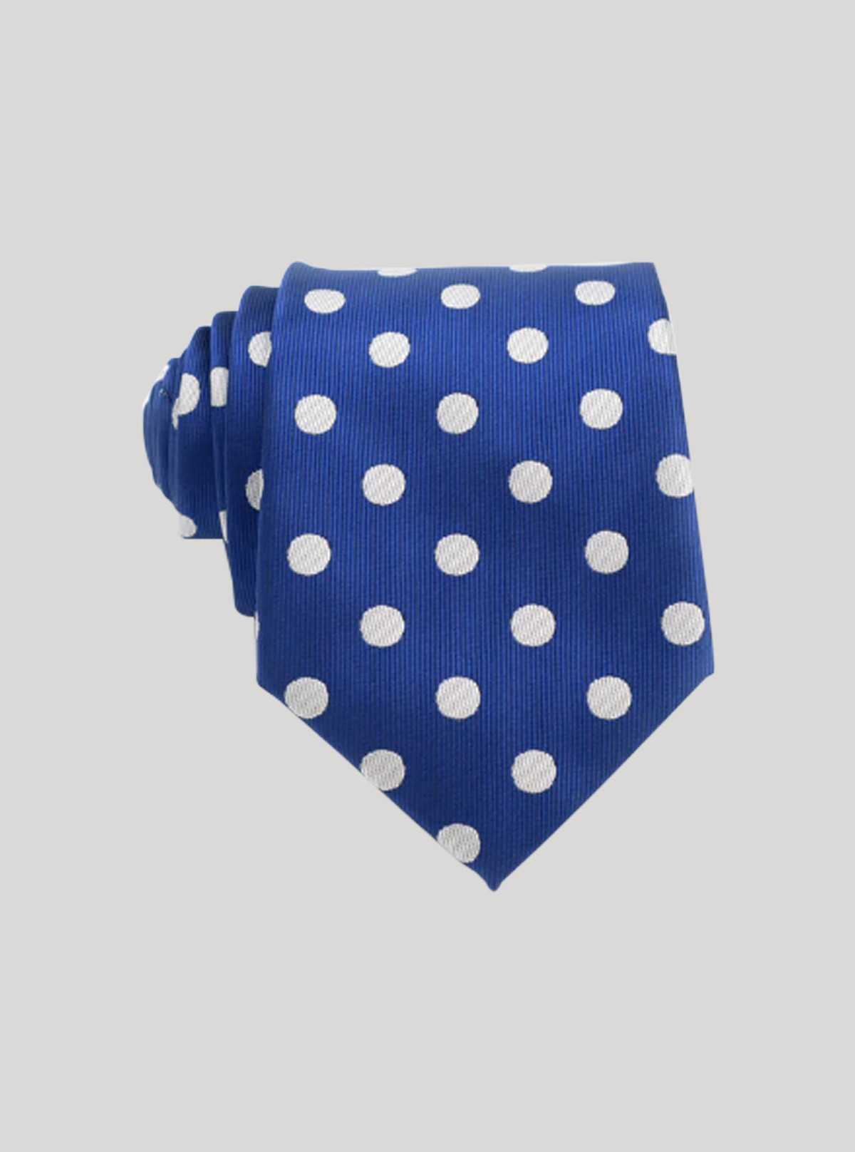 Men’s White Dotted Blue Tie – Sharp Contrast Style by Boer & Fitch