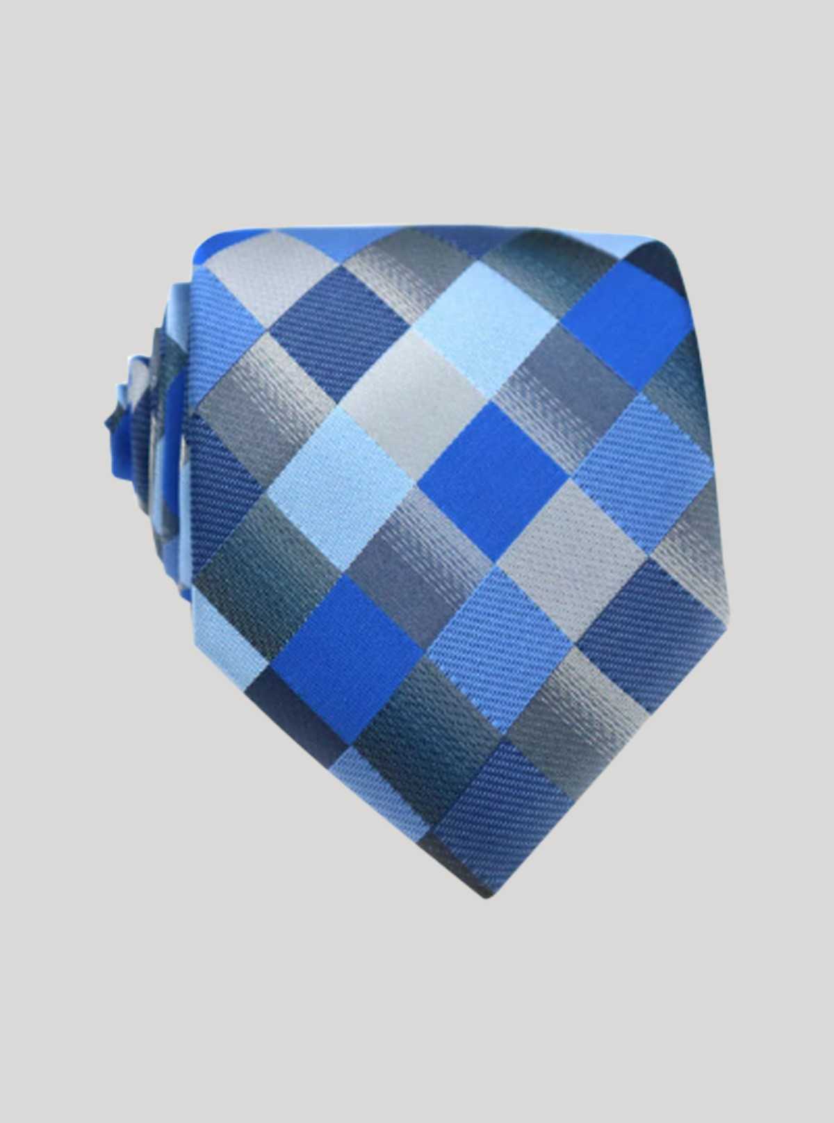 Men’s Shades of Blue Checkered Tie – Bold Formalwear by Boer & Fitch