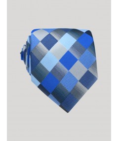 Men’s Shades of Blue Checkered Tie – Bold Formalwear by Boer & Fitch