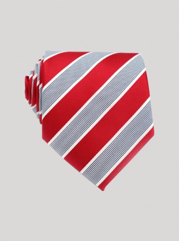 Men’s Red Diagonal Striped Tie – Classic Bold Style by Boer & Fitch