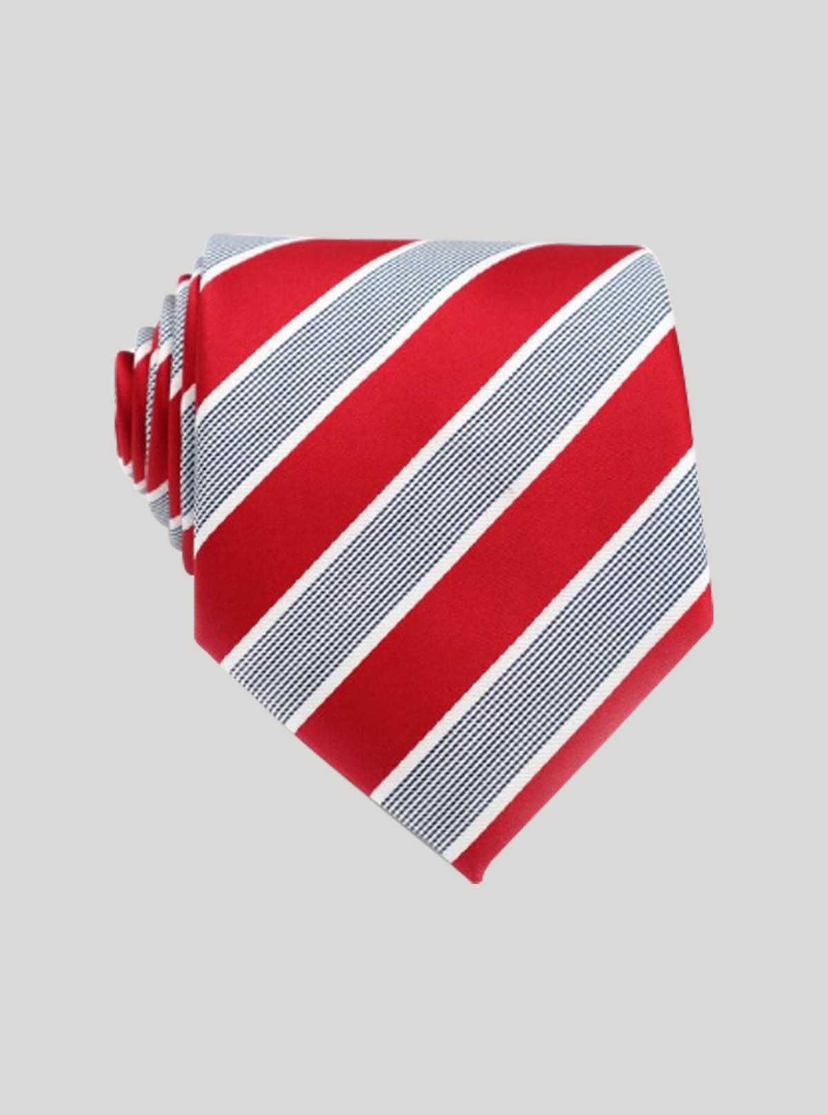 Men’s Red Diagonal Striped Tie – Classic Bold Style by Boer & Fitch
