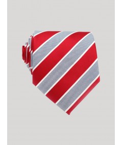 Men’s Red Diagonal Striped Tie – Classic Bold Style by Boer & Fitch