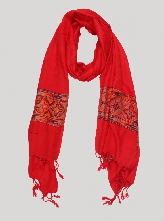 Red Color Viscose Scarf Boer and Fitch - 1