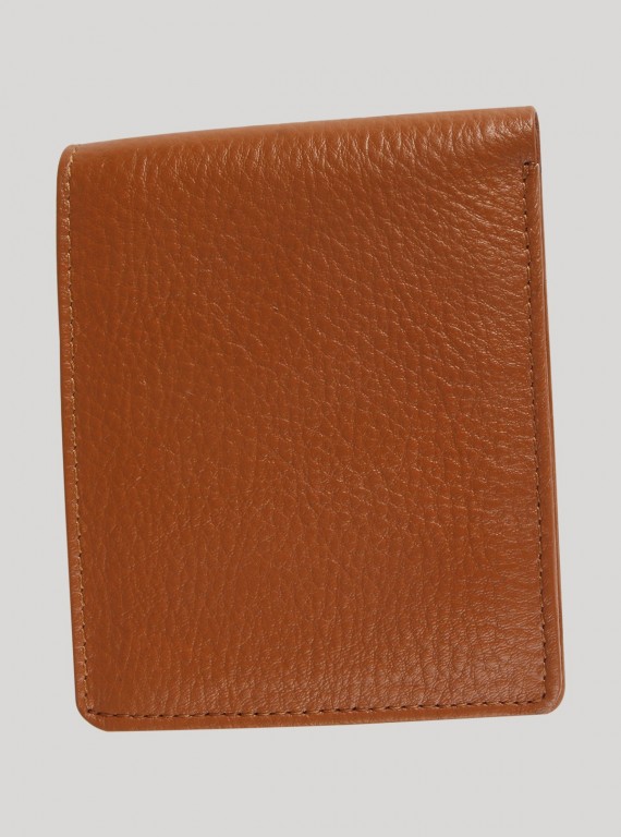 Beige Plain Leather Wallet Boer and Fitch - 2