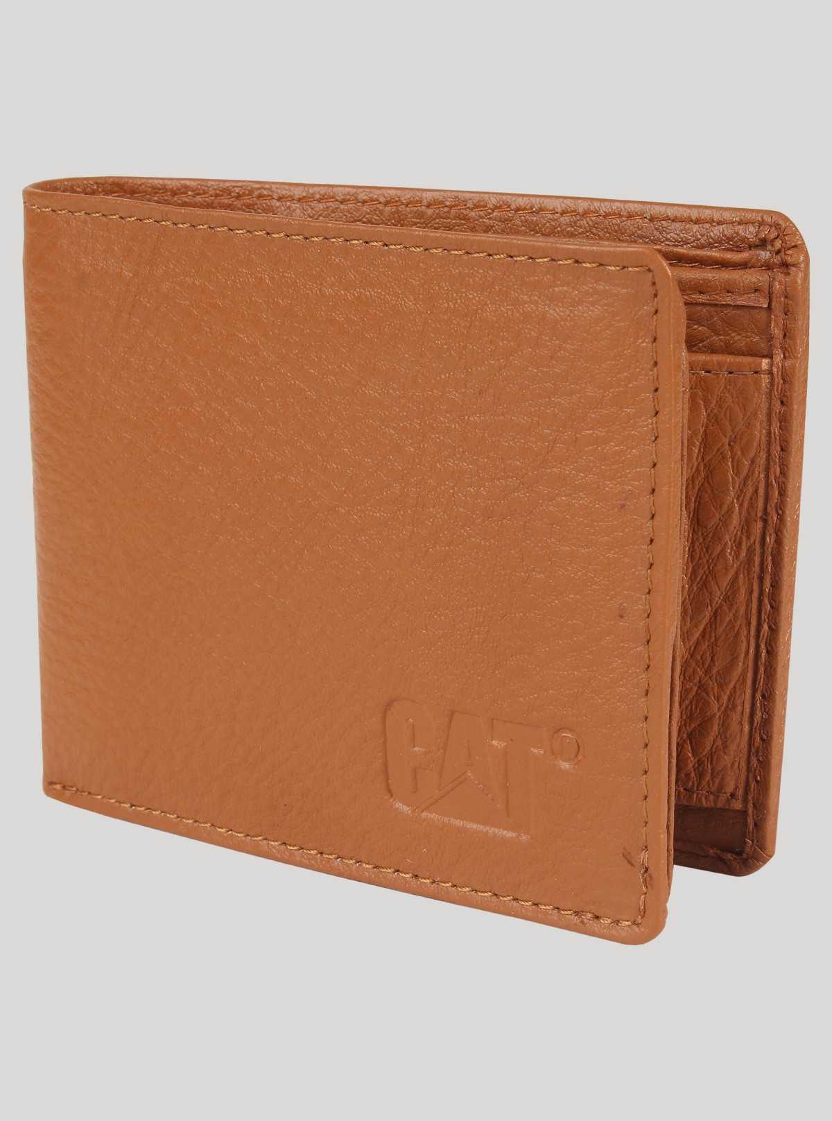 Beige Plain Leather Wallet