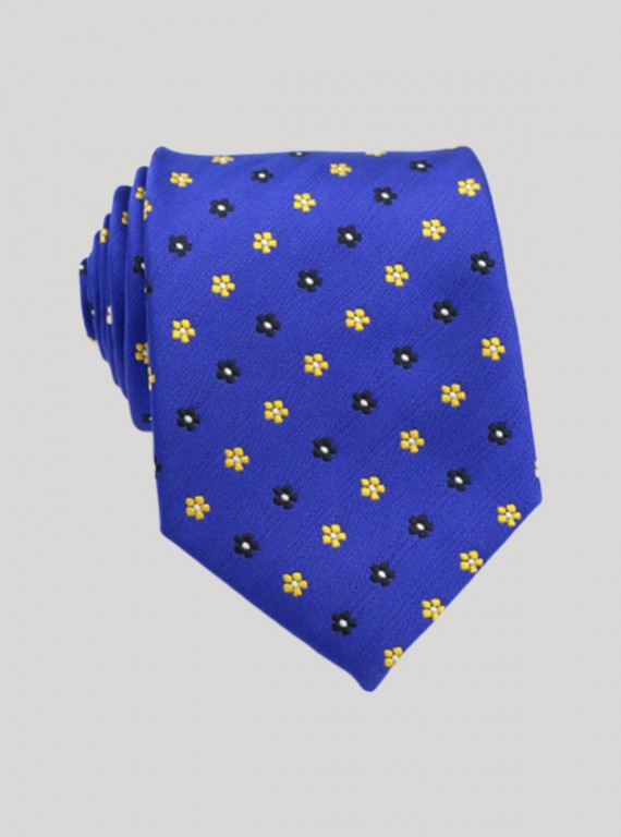 Men’s Royal Blue Floral Dot Necktie – Elegant Style by Boer & Fitch
