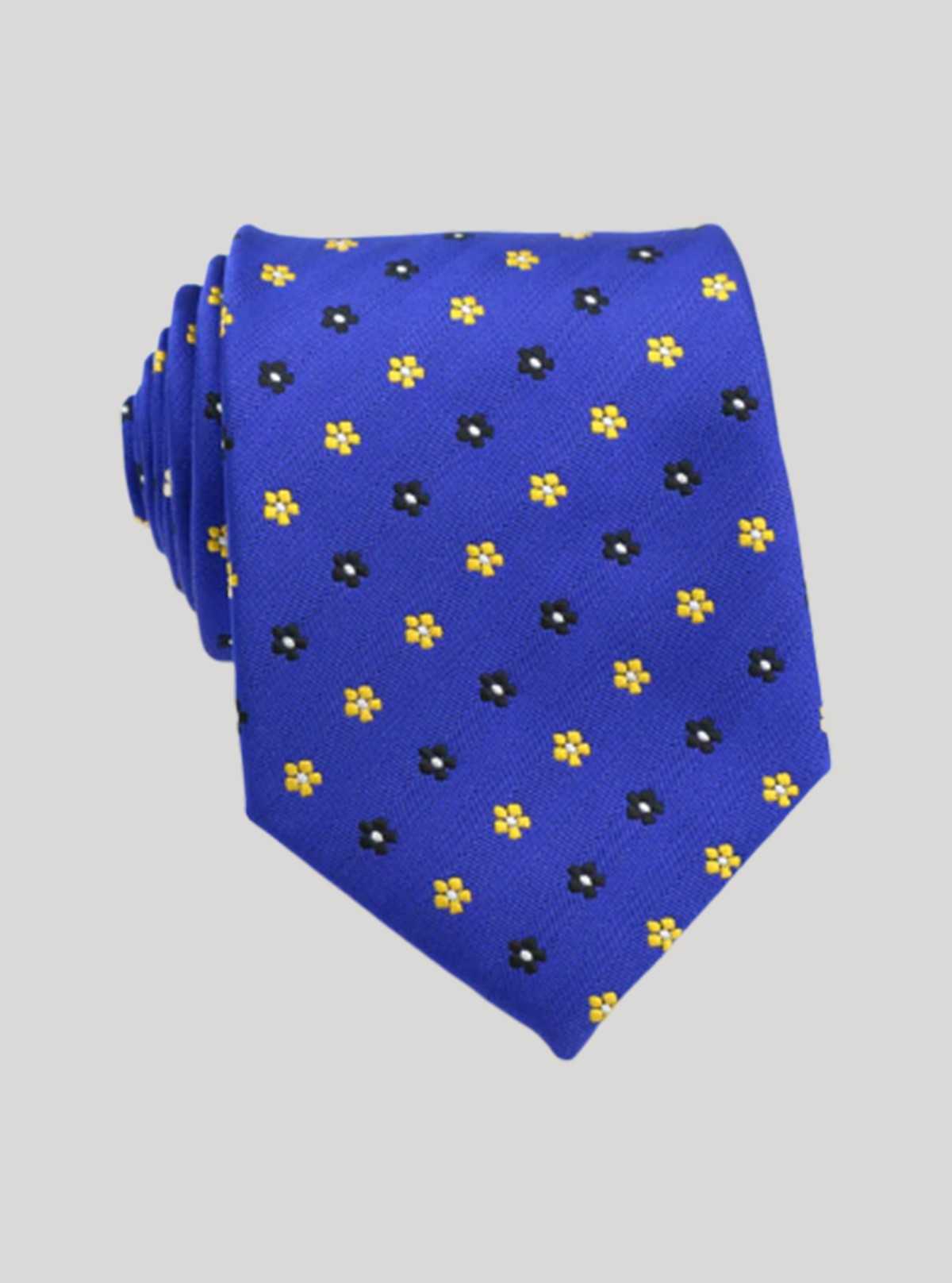 Men’s Royal Blue Floral Dot Necktie – Elegant Style by Boer & Fitch