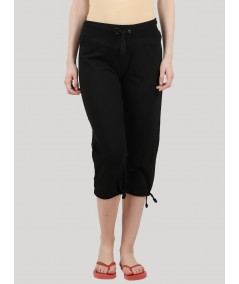 Women’s Black Relaxed Fit Cotton Jersey Capri – Soft, Stylish & Versatile