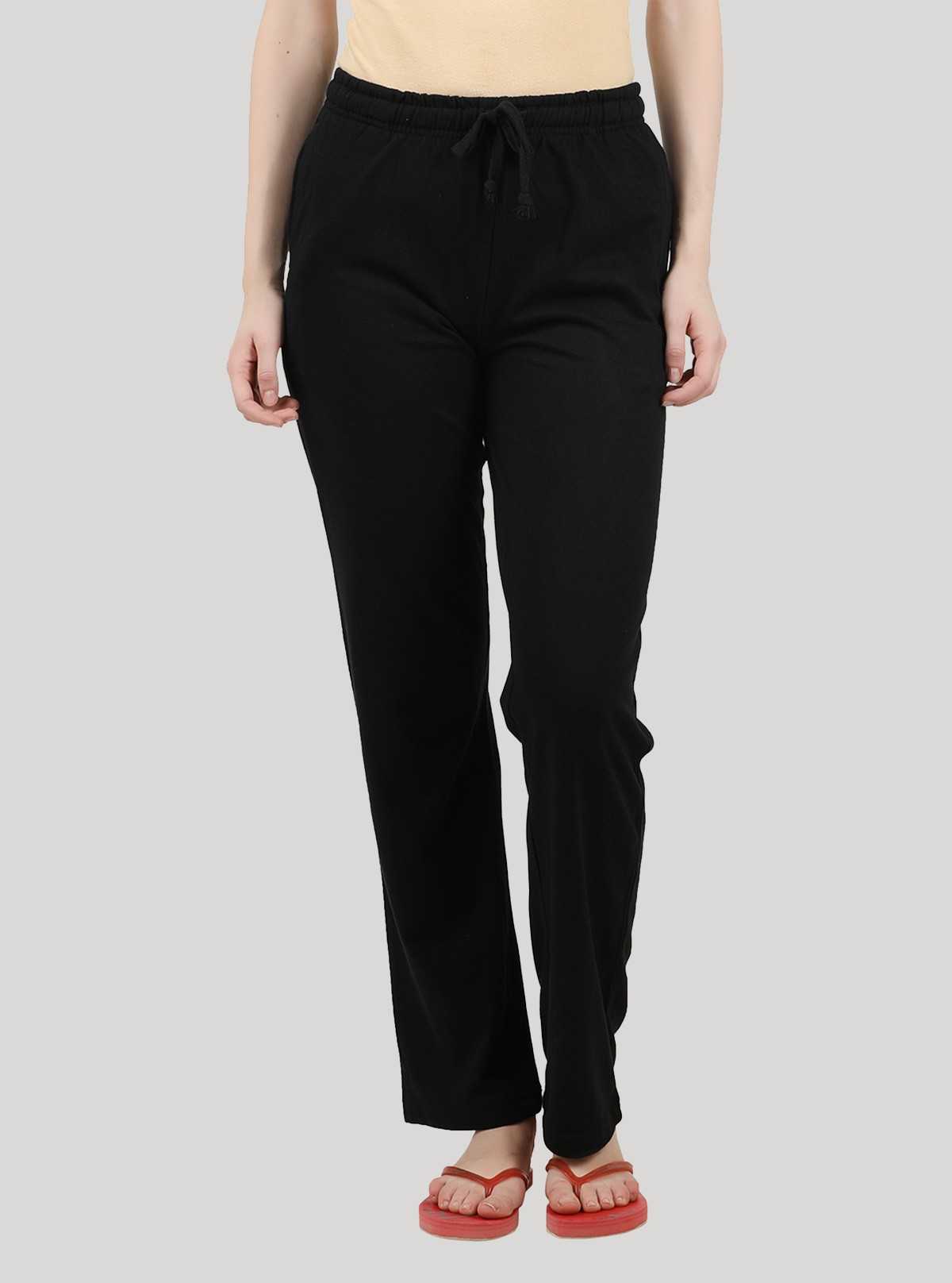 Women’s Black Lounge Pant in Cotton Fleece Knit – Soft, Stylish & Warm
