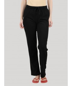 Women’s Black Lounge Pant in Cotton Fleece Knit – Soft, Stylish & Warm