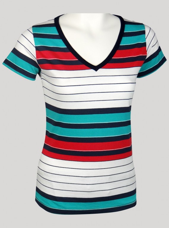 Women’s Multicolor Striped V-Neck Top – Trendy & Comfortable | Boer & Fitch