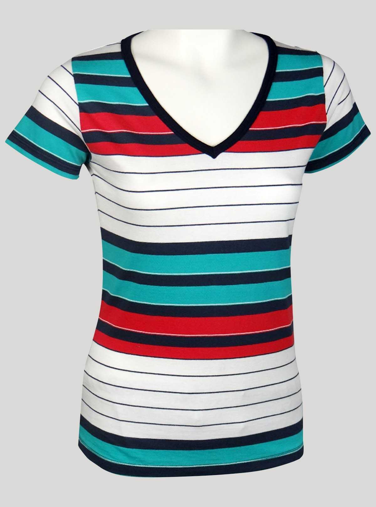 Women’s Multicolor Striped V-Neck Top – Trendy & Comfortable | Boer & Fitch