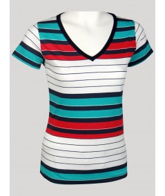 Women’s Multicolor Striped V-Neck Top – Trendy & Comfortable | Boer & Fitch