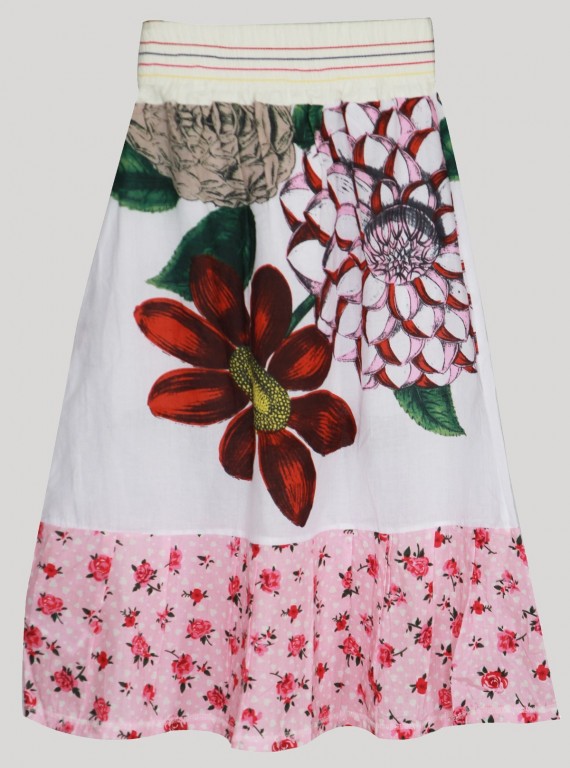 Women’s Ecru Floral Print Skirt – Elegant & Stylish | Boer & Fitch