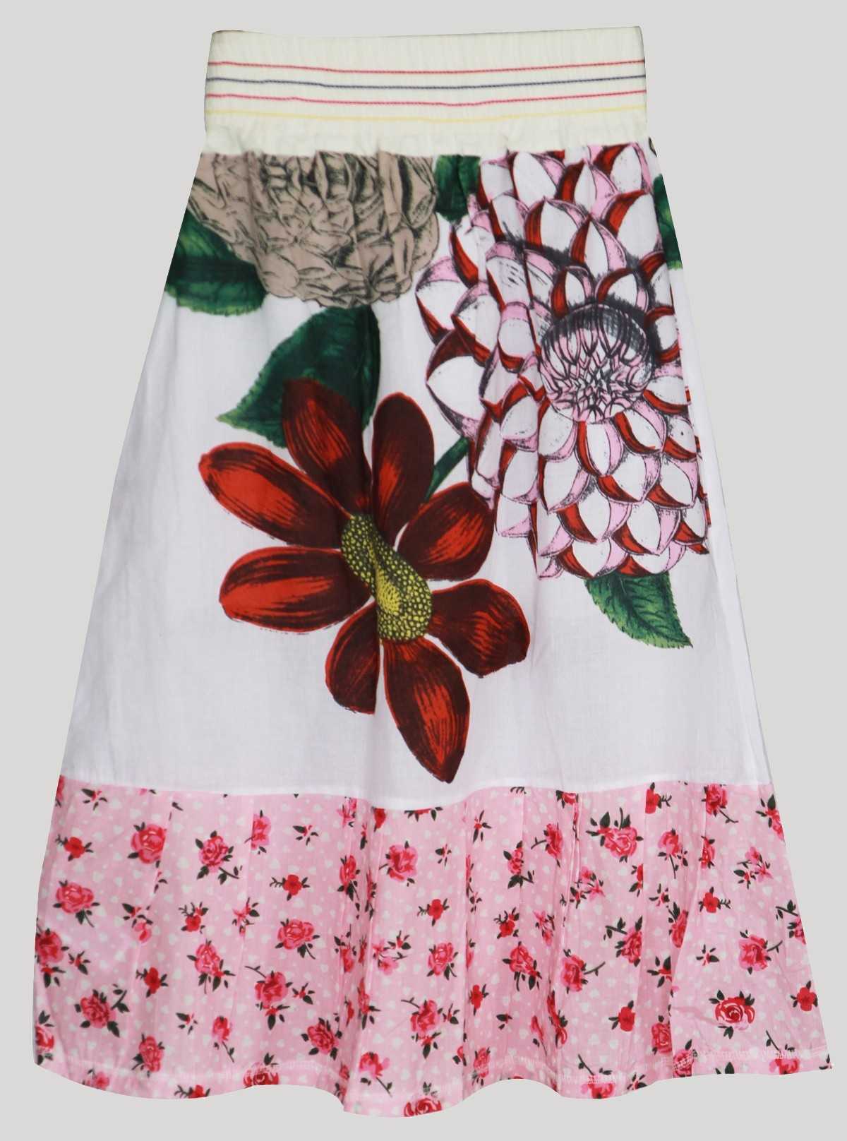 Women’s Ecru Floral Print Skirt – Elegant & Stylish | Boer & Fitch