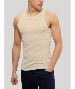Beige Ribbed Vest for Men – Casual Cotton Sleeveless Vest by Boer and Fitch