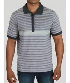 Grey Plated Striped Polo T-Shirt for Men – Boer and Fitch