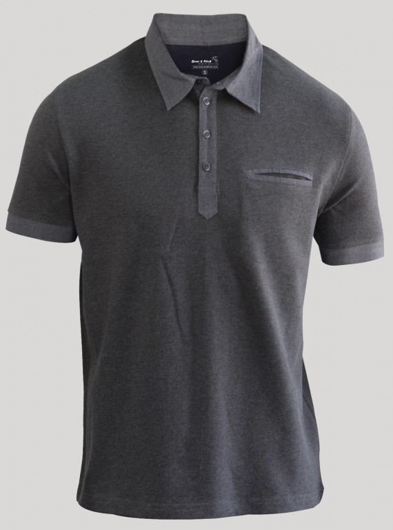 Dark Grey Melange Polo T-Shirt for Men – Casual Style by Boer and Fitch