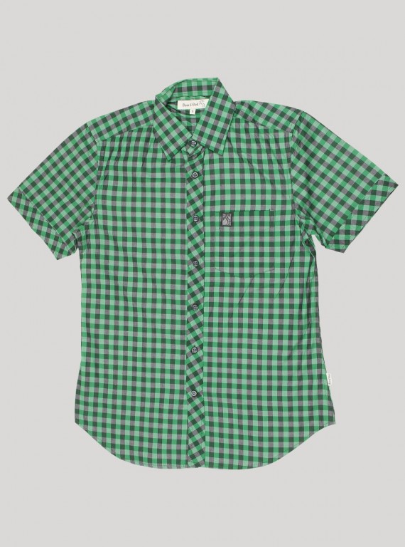 Men’s Green Micro Checked Half Sleeve Shirt – Stylish & Comfortable | Boer & Fitch