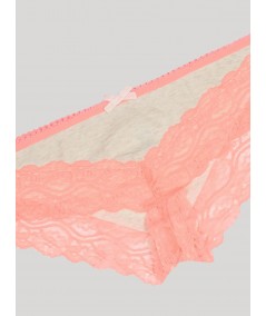 White Melange Pink Lace Panty Boer and Fitch - 1