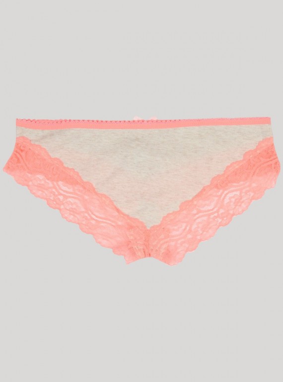 White Melange Pink Lace Panty Boer and Fitch - 3