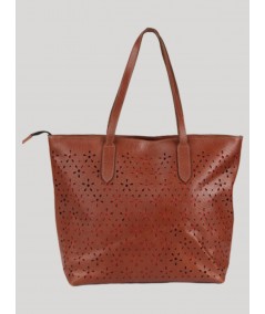 Brown Perforated Shopper Bag