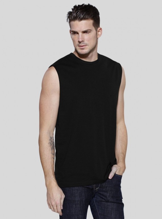 Men’s Black Sleeveless Gym Fit T-Shirt – Muscle Fit, Moisture-Wicking Performance