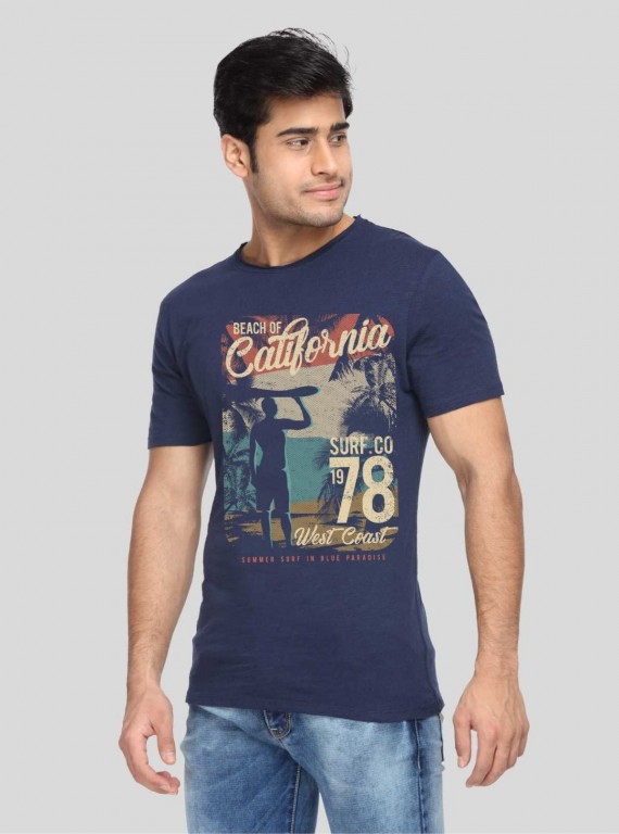 Men’s Navy Surf Print T-Shirt – Coastal Vibes & Casual Comfort