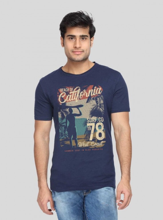 Men’s Navy Surf Print T-Shirt – Coastal Vibes & Casual Comfort
