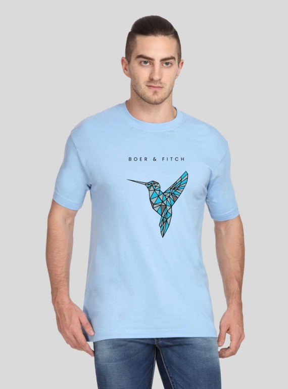 Blue Bird Print T Shirt