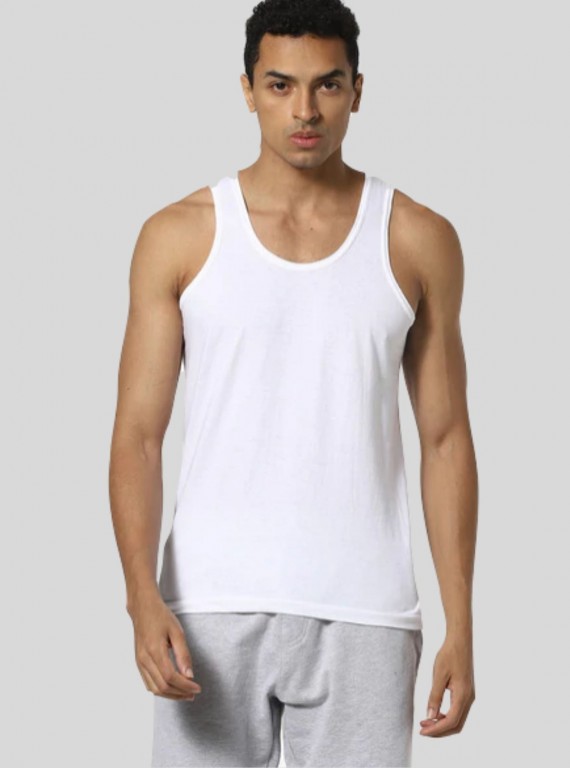 Men’s White Ribbed Vest – Breathable Cotton Base Layer for All-Day Comfort