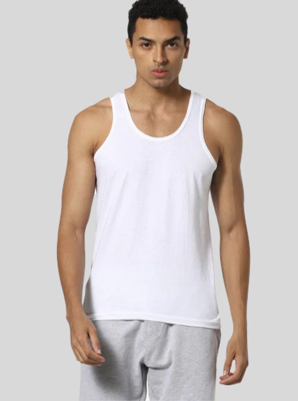 Men’s White Ribbed Vest – Breathable Cotton Base Layer for All-Day Comfort