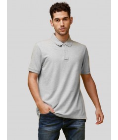 Solid Grey Pique Polo TShirt