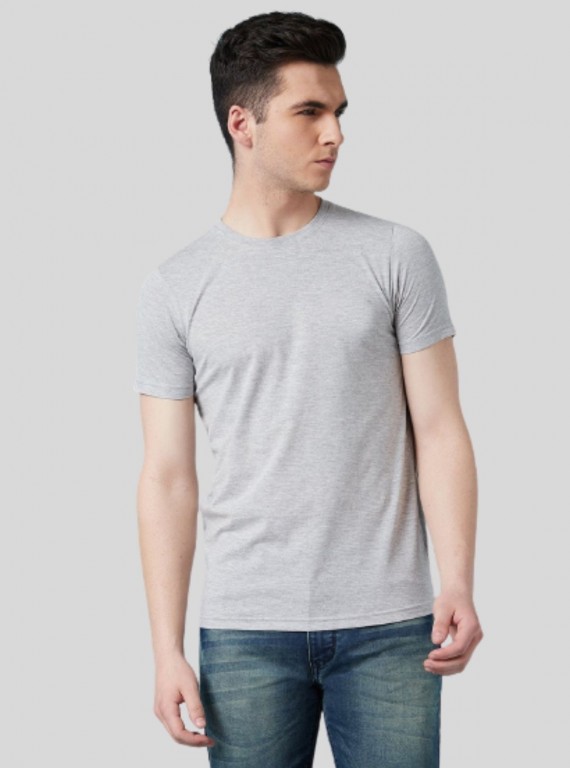 Men's Grey Melange Basic Crew Neck T-Shirt – Classic Comfort Redefined