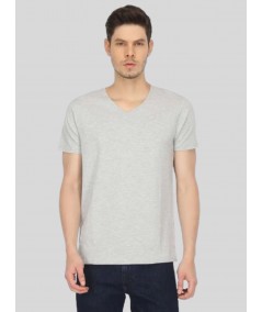 Men’s Grey Melange V-Neck T-Shirt – Minimalist Comfort & Everyday Style
