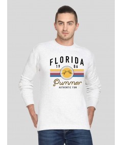 Men’s White Printed Fleece Sweatshirt – Bold Print, Cozy Feel & Style