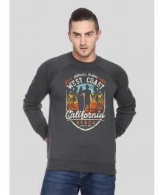 Men’s Dark Melange Printed Sweatshirt – Bold Print, Everyday Comfort